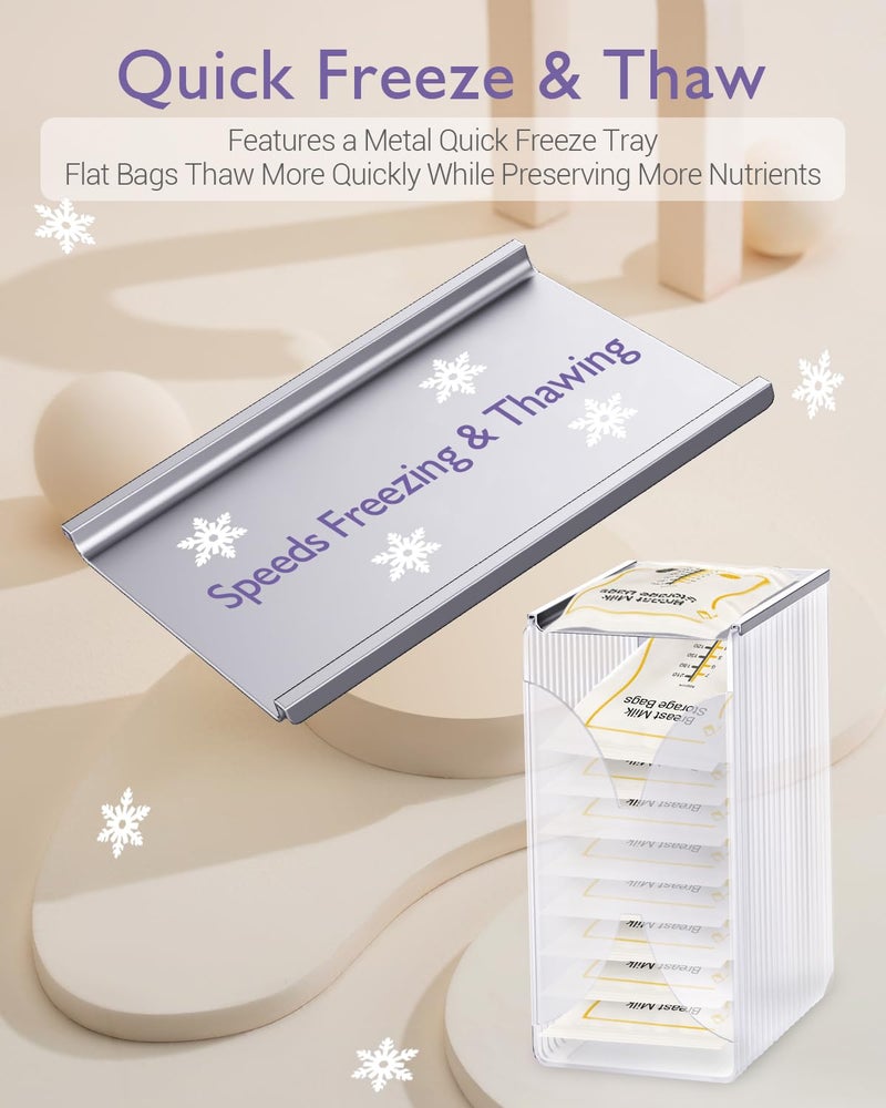E1vee1 Freeze Organizer and Tower for Breastmilk Storage Bags, First-in First-Out Container Storing System with Quick-Freeze Tray to Freezing Breastmilk, Reusable and Breastfeeding Essentials - Image 3